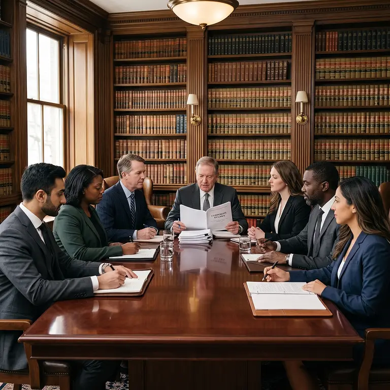 Law library shelves at a nationwide corporate law firm
